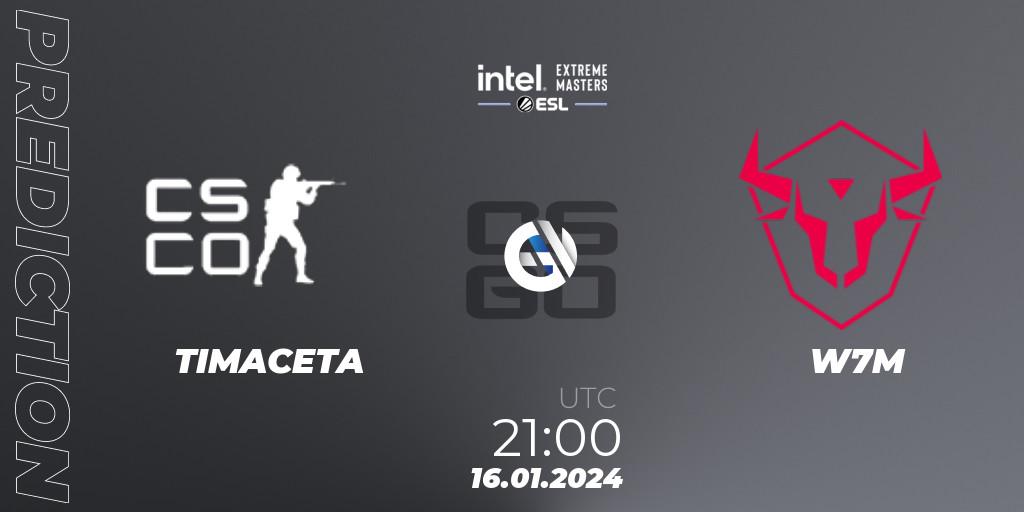 TIMACETA - W7M: прогноз. 16.01.2024 at 21:10, Counter-Strike (CS2), Intel Extreme Masters China 2024: South American Open Qualifier #2