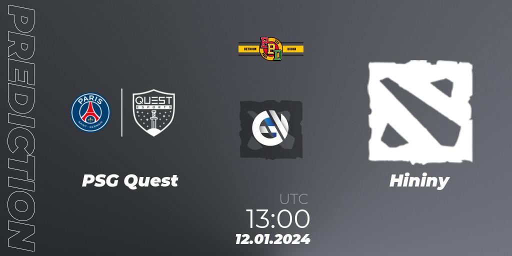 PSG Quest - Hininy: прогноз. 12.01.2024 at 13:03, Dota 2, BetBoom Dacha Dubai 2024: MENA Closed Qualifier