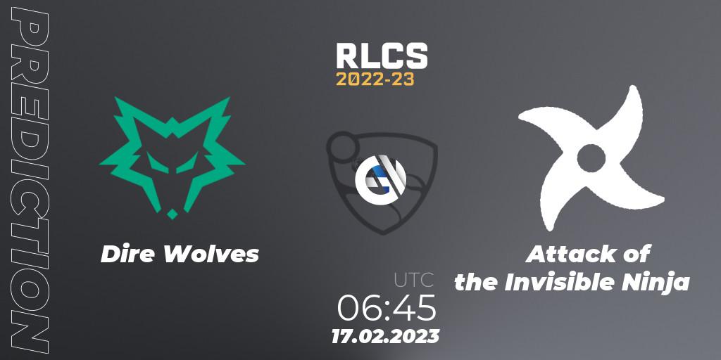 Dire Wolves - Attack of the Invisible Ninja: прогноз. 17.02.2023 at 06:45, Rocket League, RLCS 2022-23 - Winter: Oceania Regional 2 - Winter Cup