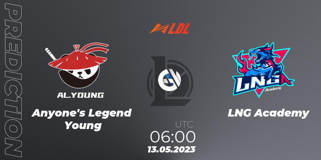 Anyone's Legend Young - LNG Academy: прогноз. 13.05.2023 at 06:00, LoL, LDL 2023 - Regular Season - Stage 2