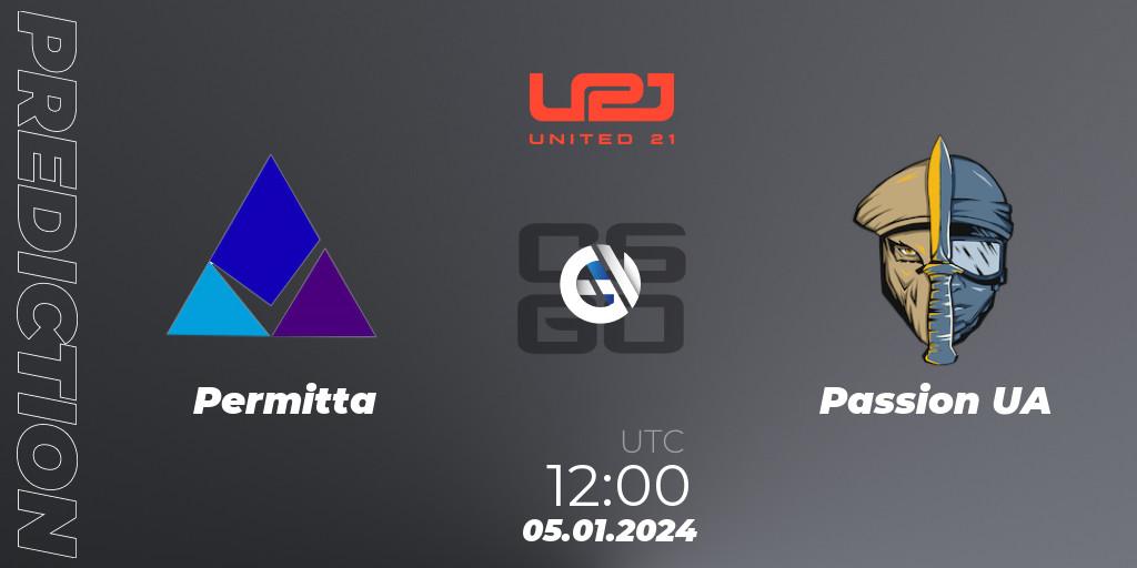 Permitta - Passion UA: прогноз. 05.01.2024 at 12:00, Counter-Strike (CS2), United21 Season 10