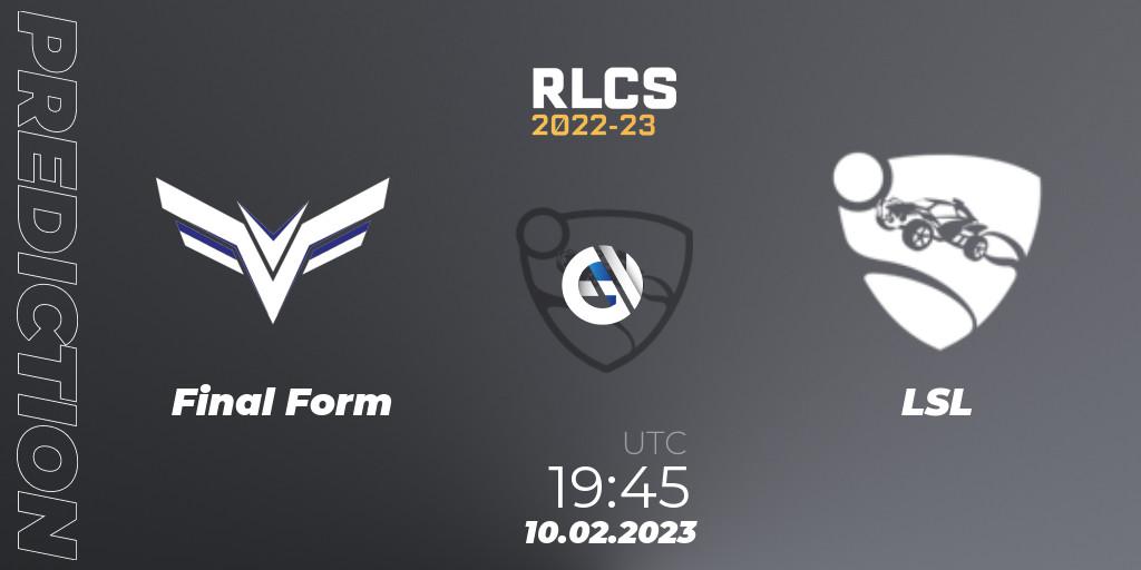Final Form - LSL: прогноз. 10.02.2023 at 19:45, Rocket League, RLCS 2022-23 - Winter: South America Regional 2 - Winter Cup