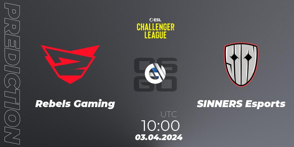 Rebels Gaming - SINNERS Esports: прогноз. 03.04.2024 at 10:00, Counter-Strike (CS2), ESL Challenger League Season 47: Europe