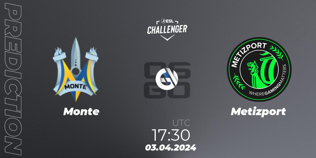 Monte - Metizport: прогноз. 03.04.2024 at 17:30, Counter-Strike (CS2), ESL Challenger #57: European Closed Qualifier