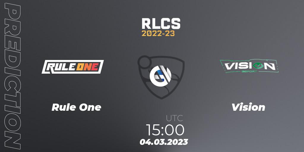 Rule One - Vision: прогноз. 04.03.2023 at 15:00, Rocket League, RLCS 2022-23 - Winter: Middle East and North Africa Regional 3 - Winter Invitational