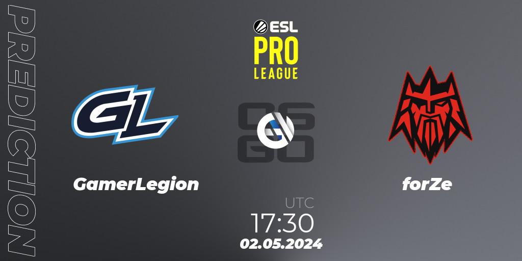 GamerLegion - forZe: прогноз. 02.05.2024 at 18:00, Counter-Strike (CS2), ESL Pro League Season 19