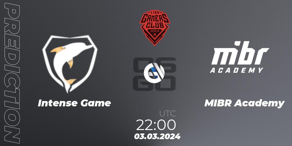 Intense Game - MIBR Academy: прогноз. 03.03.2024 at 22:00, Counter-Strike (CS2), Gamers Club Liga Série A: February 2024