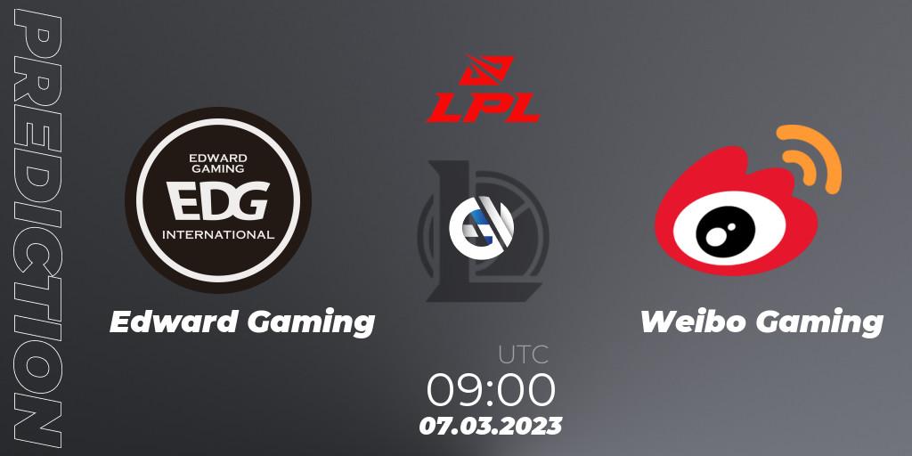 Edward Gaming - Weibo Gaming: прогноз. 07.03.2023 at 09:00, LoL, LPL Spring 2023 - Group Stage