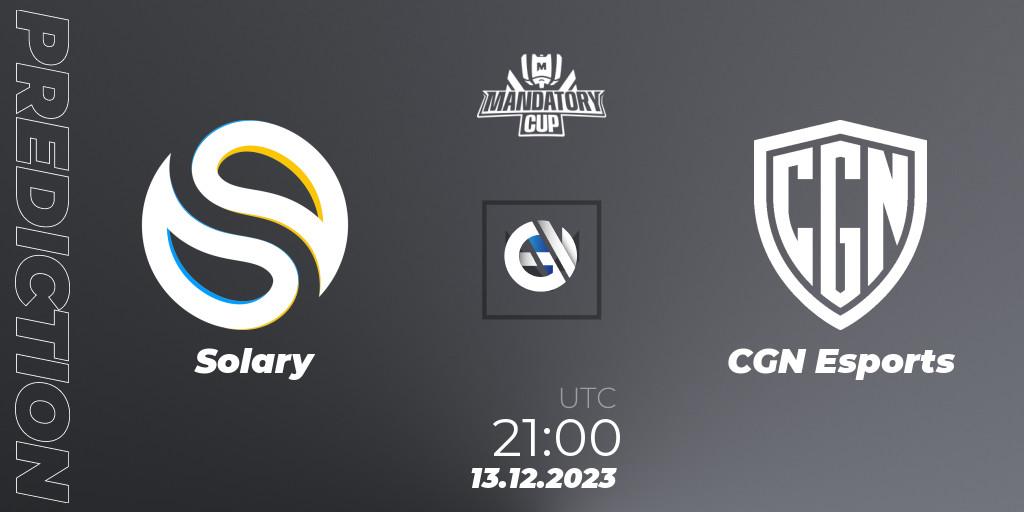Solary - CGN Esports: прогноз. 13.12.2023 at 21:00, VALORANT, Mandatory Cup #3