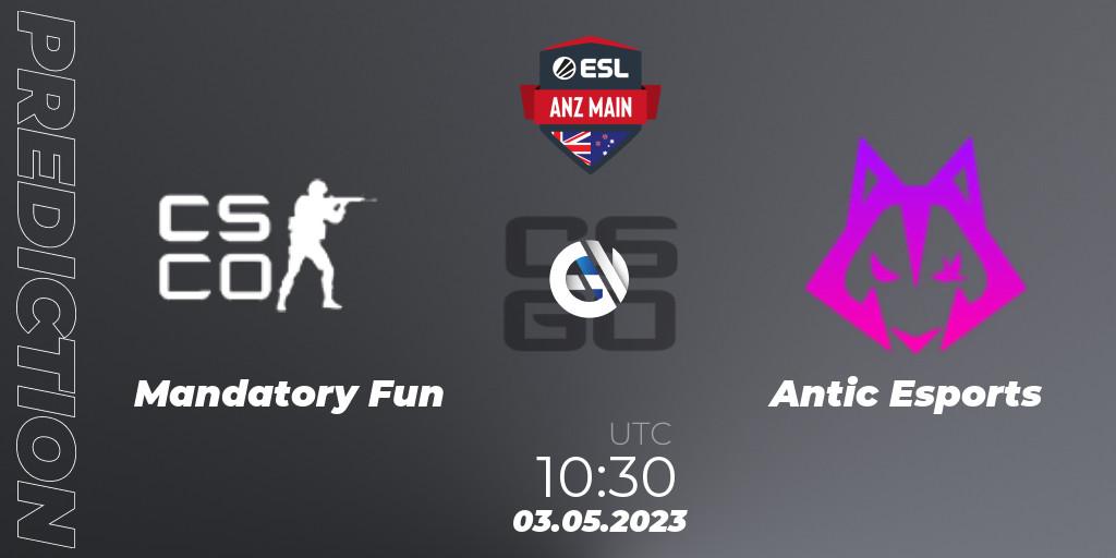 Mandatory Fun - Antic Esports: прогноз. 03.05.2023 at 10:30, Counter-Strike (CS2), ESL ANZ Main Season 16