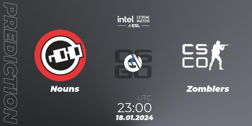 Nouns - Zomblers: прогноз. 18.01.2024 at 23:00, Counter-Strike (CS2), Intel Extreme Masters China 2024: North American Open Qualifier #2