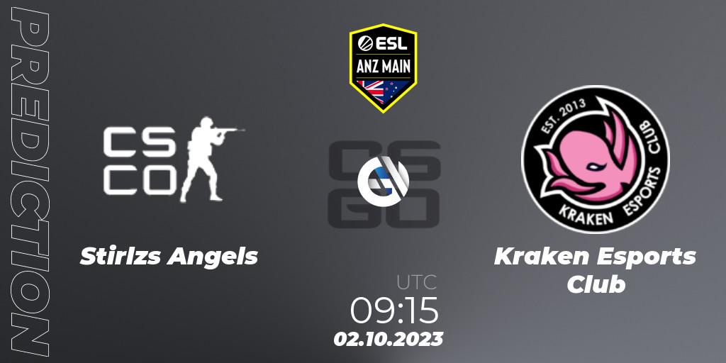 Stirlzs Angels - Kraken Esports Club: прогноз. 02.10.2023 at 09:15, Counter-Strike (CS2), ESL ANZ Main Season 17