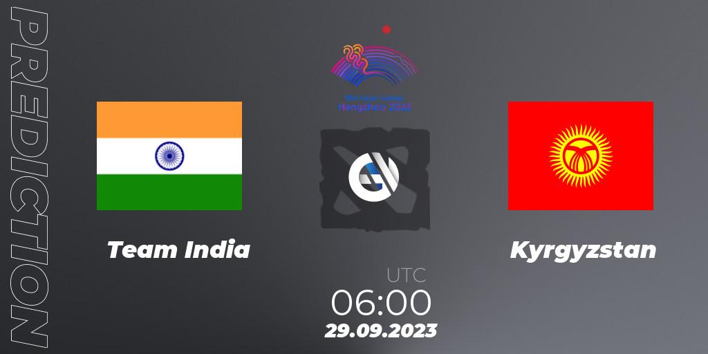 Team India - Kyrgyzstan: прогноз. 29.09.2023 at 06:00, Dota 2, 2022 Asian Games