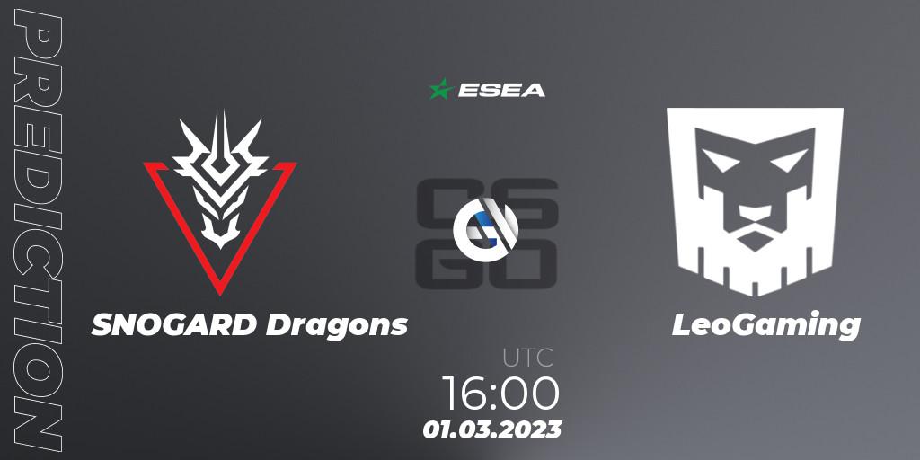 SNOGARD Dragons - LeoGaming: прогноз. 01.03.23, CS2 (CS:GO), ESEA Season 44: Advanced Division - Europe