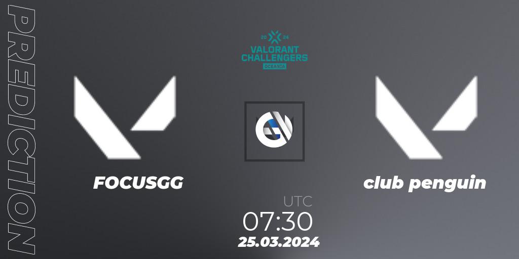 FOCUSGG - club penguin: прогноз. 25.03.2024 at 07:30, VALORANT, VALORANT Challengers 2024 Oceania: Split 1