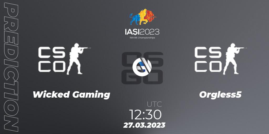 Wicked Gaming - Orgless5: прогноз. 27.03.2023 at 12:30, Counter-Strike (CS2), IESF World Esports Championship 2023: Indian Qualifier