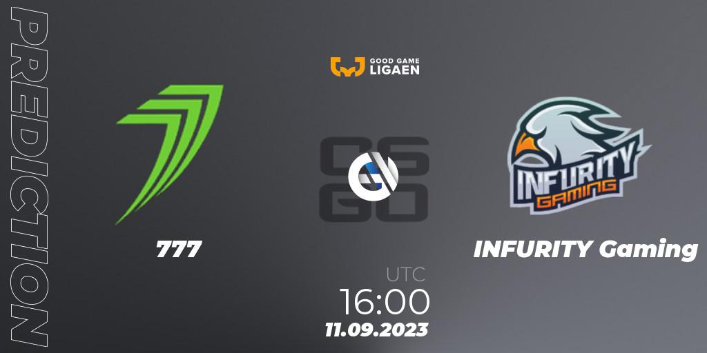 777 - INFURITY Gaming: прогноз. 11.09.2023 at 16:00, Counter-Strike (CS2), Good Game-ligaen Fall 2023: Regular Season