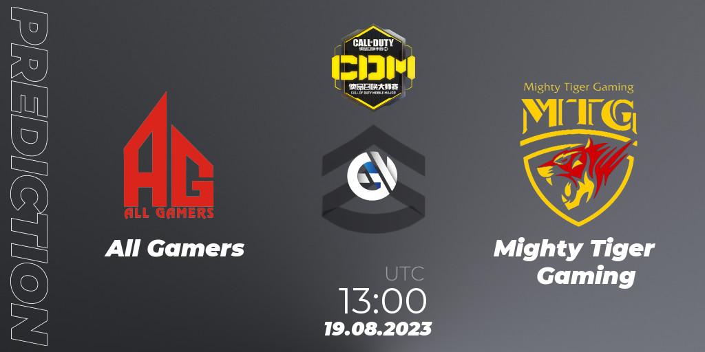 All Gamers - Mighty Tiger Gaming: прогноз. 19.08.2023 at 13:00, Call of Duty, China Masters 2023 S6 - Stage 2