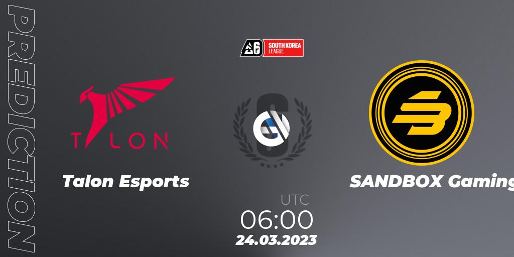 Talon Esports - SANDBOX Gaming: прогноз. 24.03.23, Rainbow Six, South Korea League 2023 - Stage 1