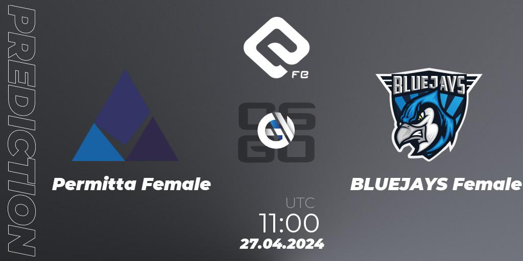 Permitta Female - BLUEJAYS Female: прогноз. 27.04.2024 at 11:00, Counter-Strike (CS2), ELITE FE #1