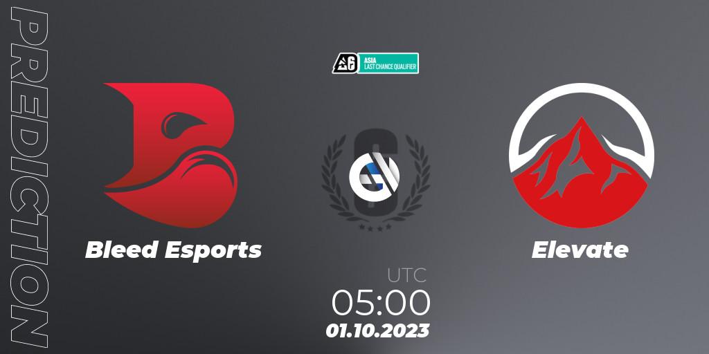 Bleed Esports - Elevate: прогноз. 01.10.2023 at 05:00, Rainbow Six, Asia League 2023 - Stage 2 - Last Chance Qualifiers