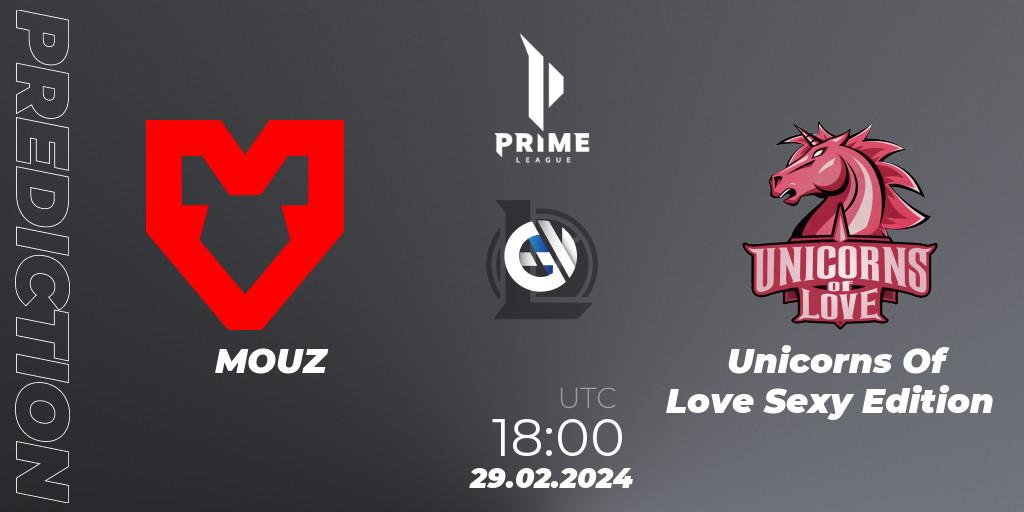 MOUZ - Unicorns Of Love Sexy Edition: прогноз. 29.02.24, LoL, Prime League Spring 2024 - Group Stage