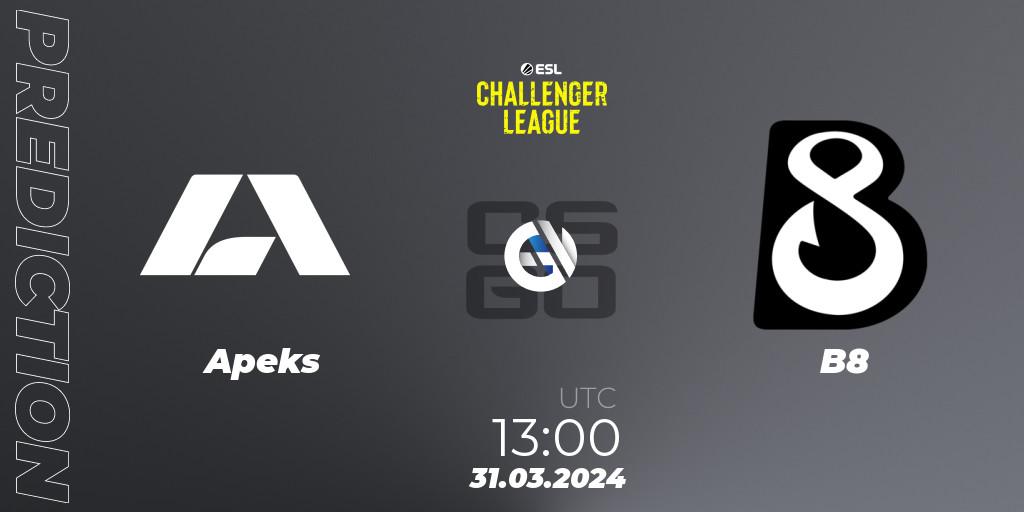 Apeks - B8: прогноз. 31.03.24, CS2 (CS:GO), ESL Challenger League Season 47: Europe