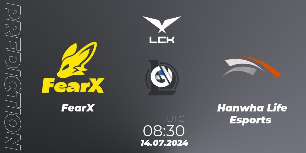 FearX - Hanwha Life Esports: прогноз. 14.07.2024 at 08:30, LoL, LCK Summer 2024 Group Stage