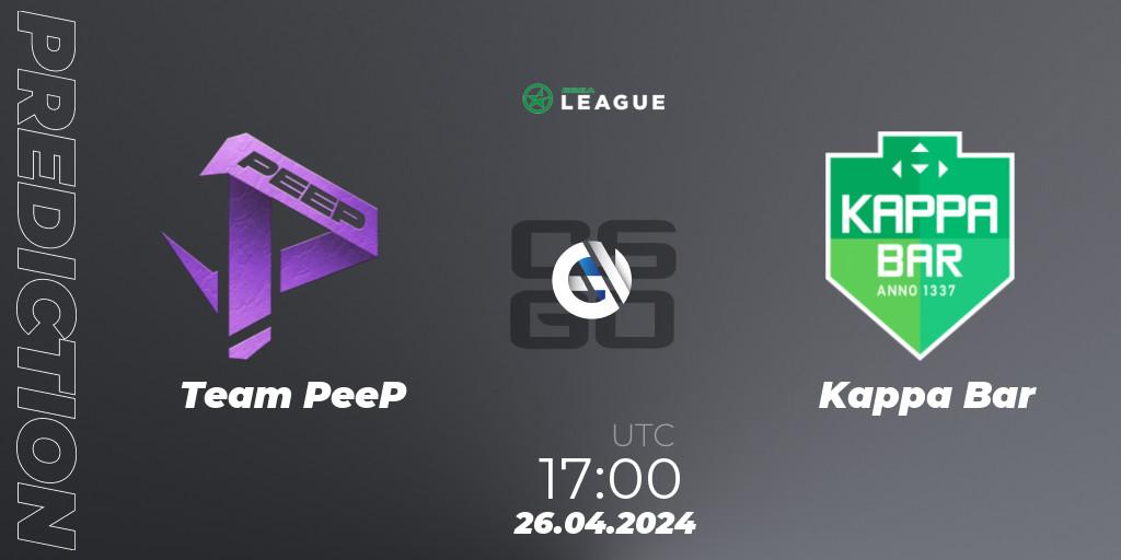 Team PeeP - Kappa Bar: прогноз. 26.04.2024 at 17:00, Counter-Strike (CS2), ESEA Season 49: Advanced Division - Europe