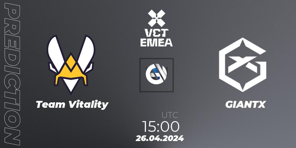 Team Vitality - GIANTX: прогноз. 26.04.2024 at 15:00, VALORANT, VALORANT Champions Tour 2024: EMEA League - Stage 1 - Group Stage