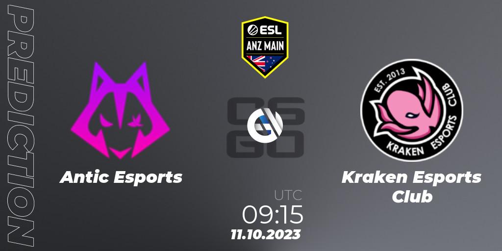 Antic Esports - Kraken Esports Club: прогноз. 11.10.2023 at 09:15, Counter-Strike (CS2), ESL ANZ Main Season 17