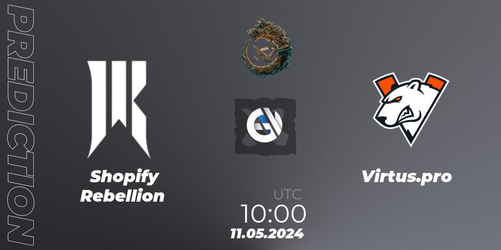 Shopify Rebellion - Virtus.pro: прогноз. 11.05.2024 at 09:00, Dota 2, PGL Wallachia Season 1 - Group Stage
