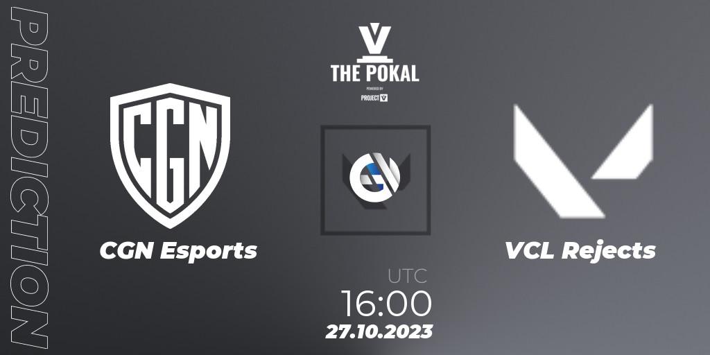 CGN Esports - VCL Rejects: прогноз. 27.10.2023 at 16:00, VALORANT, PROJECT V 2023: THE POKAL