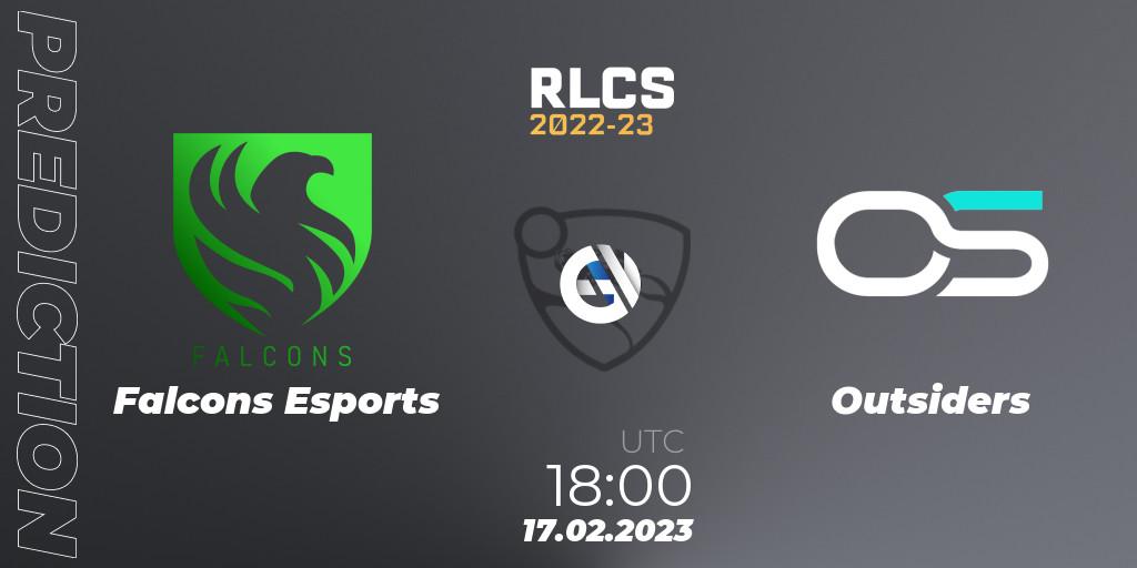 Falcons Esports - Outsiders: прогноз. 17.02.2023 at 18:15, Rocket League, RLCS 2022-23 - Winter: Middle East and North Africa Regional 2 - Winter Cup