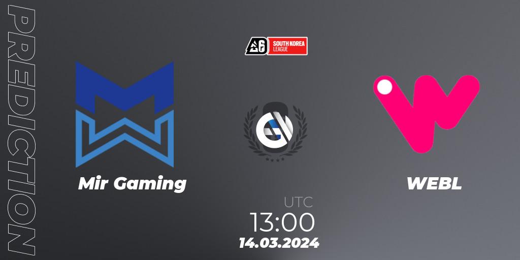 Mir Gaming - WEBL: прогноз. 14.03.2024 at 13:00, Rainbow Six, South Korea League 2024 - Stage 1