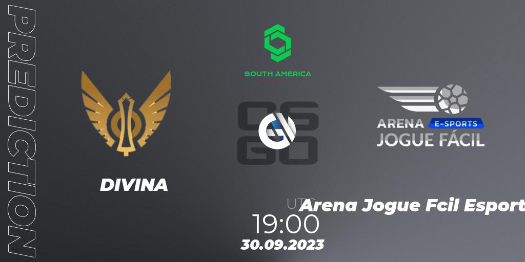 DIVINA - Arena Jogue Fácil Esports: прогноз. 30.09.2023 at 19:00, Counter-Strike (CS2), CCT South America Series #12: Closed Qualifier