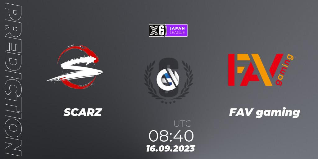 SCARZ - FAV gaming: прогноз. 16.09.2023 at 08:40, Rainbow Six, Japan League 2023 - Stage 2