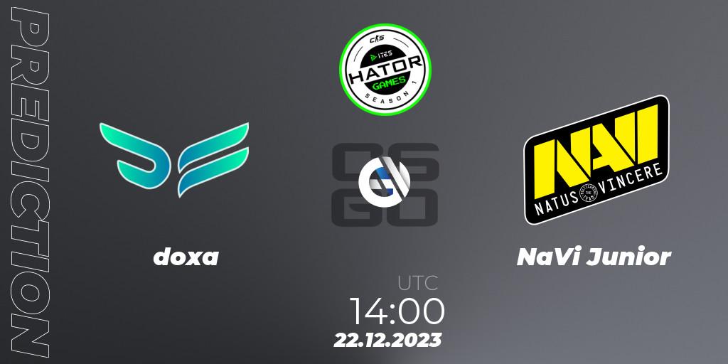 doxa - NaVi Junior: прогноз. 22.12.2023 at 14:00, Counter-Strike (CS2), HATOR Games #1