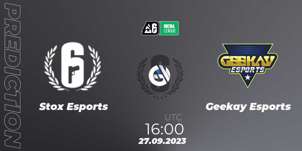 Stox Esports - Geekay Esports: прогноз. 27.09.2023 at 16:00, Rainbow Six, MENA League 2023 - Stage 2