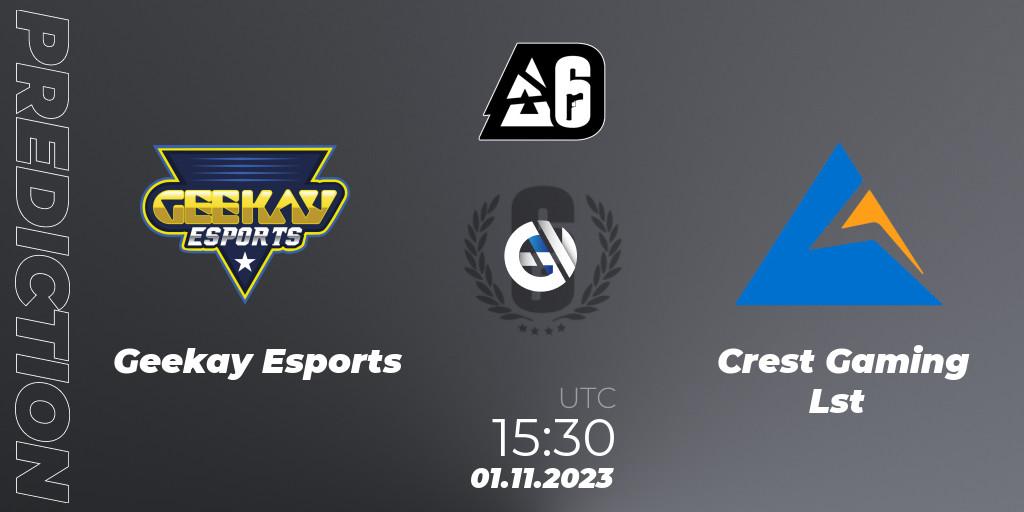 Geekay Esports - Crest Gaming Lst: прогноз. 01.11.23, Rainbow Six, BLAST Major USA 2023