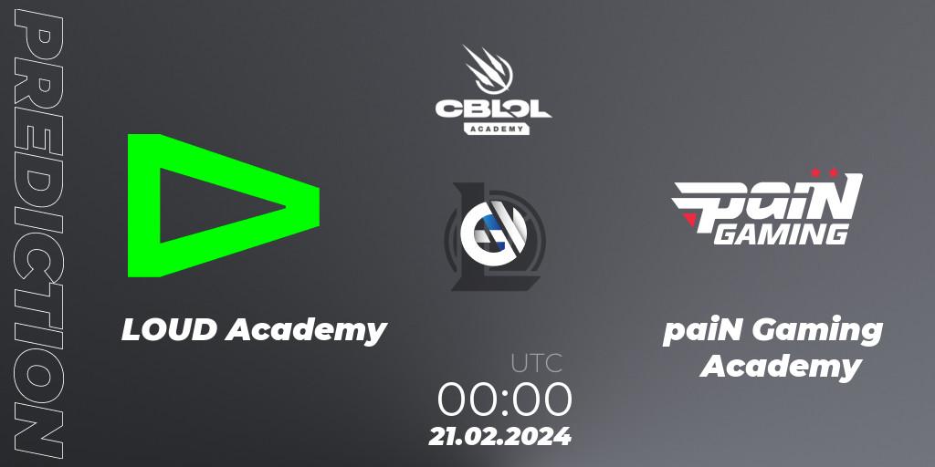 LOUD Academy - paiN Gaming Academy: прогноз. 21.02.24, LoL, CBLOL Academy Split 1 2024