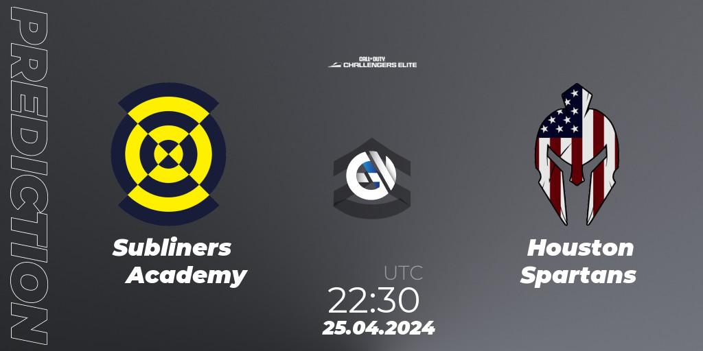 Subliners Academy - Houston Spartans: прогноз. 25.04.2024 at 22:30, Call of Duty, Call of Duty Challengers 2024 - Elite 2: NA