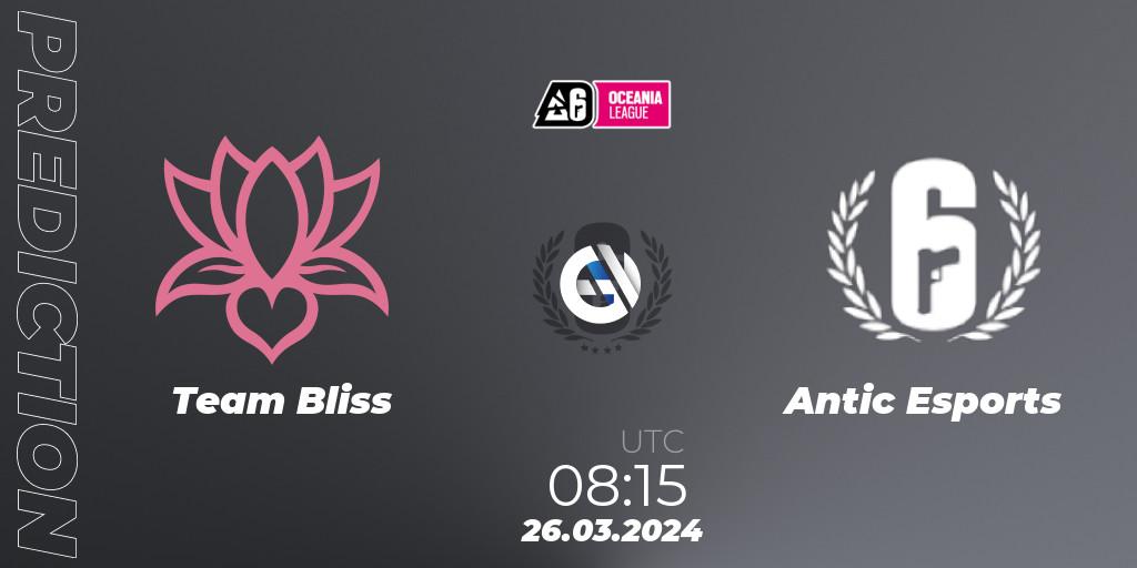 Team Bliss - Antic Esports: прогноз. 26.03.2024 at 08:15, Rainbow Six, Oceania League 2024 - Stage 1