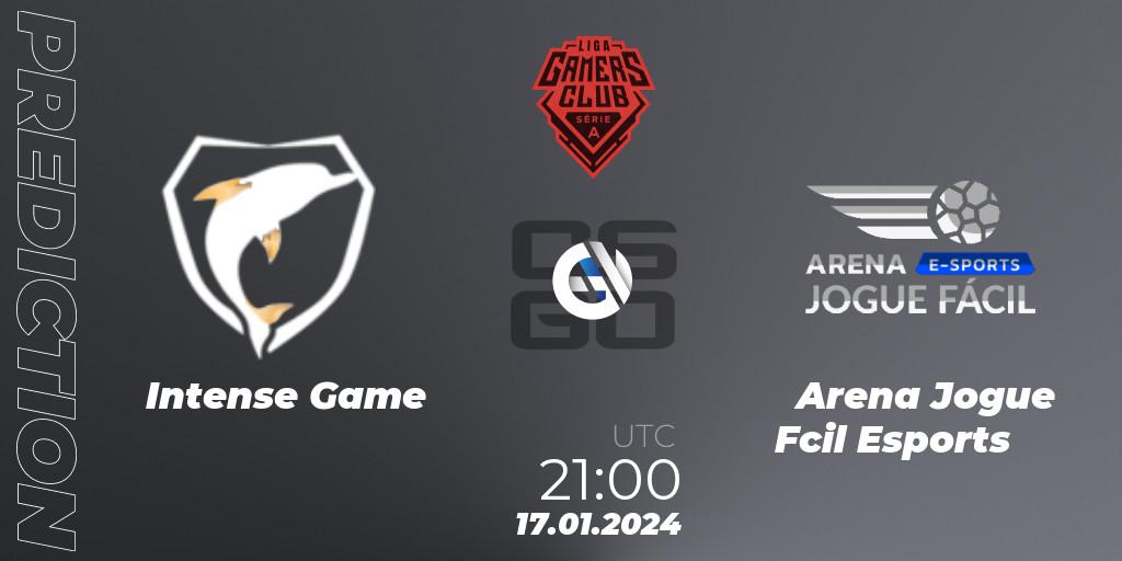 Intense Game - Arena Jogue Fácil Esports: прогноз. 17.01.2024 at 19:00, Counter-Strike (CS2), Gamers Club Liga Série A: January 2024