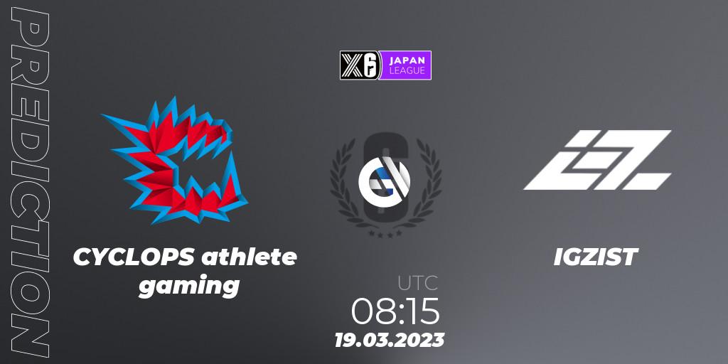 CYCLOPS athlete gaming - IGZIST: прогноз. 19.03.2023 at 08:15, Rainbow Six, Japan League 2023 - Stage 1