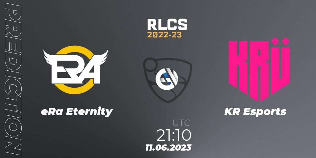 eRa Eternity - KRÜ Esports: прогноз. 11.06.2023 at 21:10, Rocket League, RLCS 2022-23 - Spring: South America Regional 3 - Spring Invitational