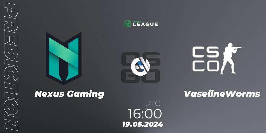 Nexus Gaming - VaselineWorms: прогноз. 19.05.2024 at 16:00, Counter-Strike (CS2), ESEA Season 49: Advanced Division - Europe