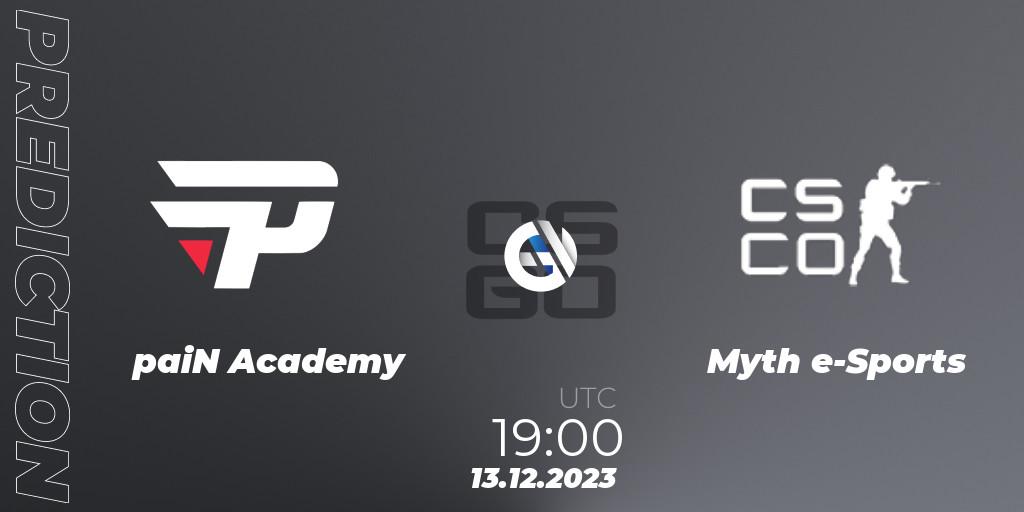 paiN Academy - Myth e-Sports: прогноз. 13.12.2023 at 19:00, Counter-Strike (CS2), Gamers Club Liga Série A: December 2023