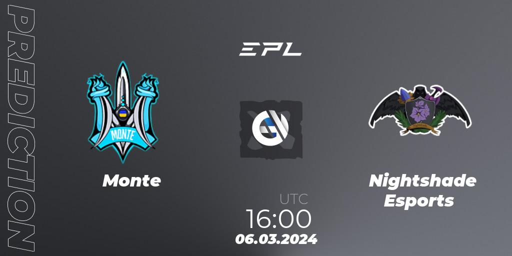 Monte - Nightshade Esports: прогноз. 06.03.2024 at 16:18, Dota 2, European Pro League Season 17: Division 2