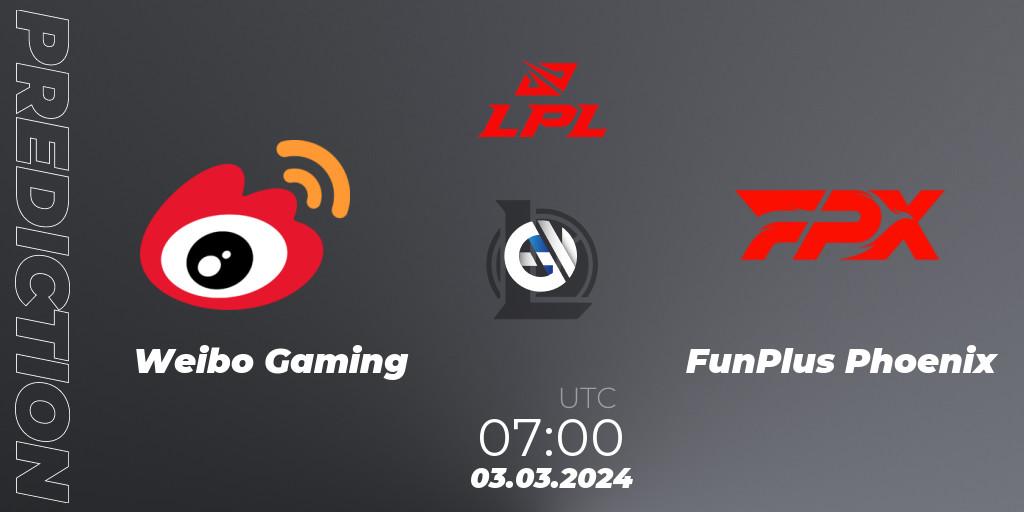 Weibo Gaming - FunPlus Phoenix: прогноз. 03.03.24, LoL, LPL Spring 2024 - Group Stage